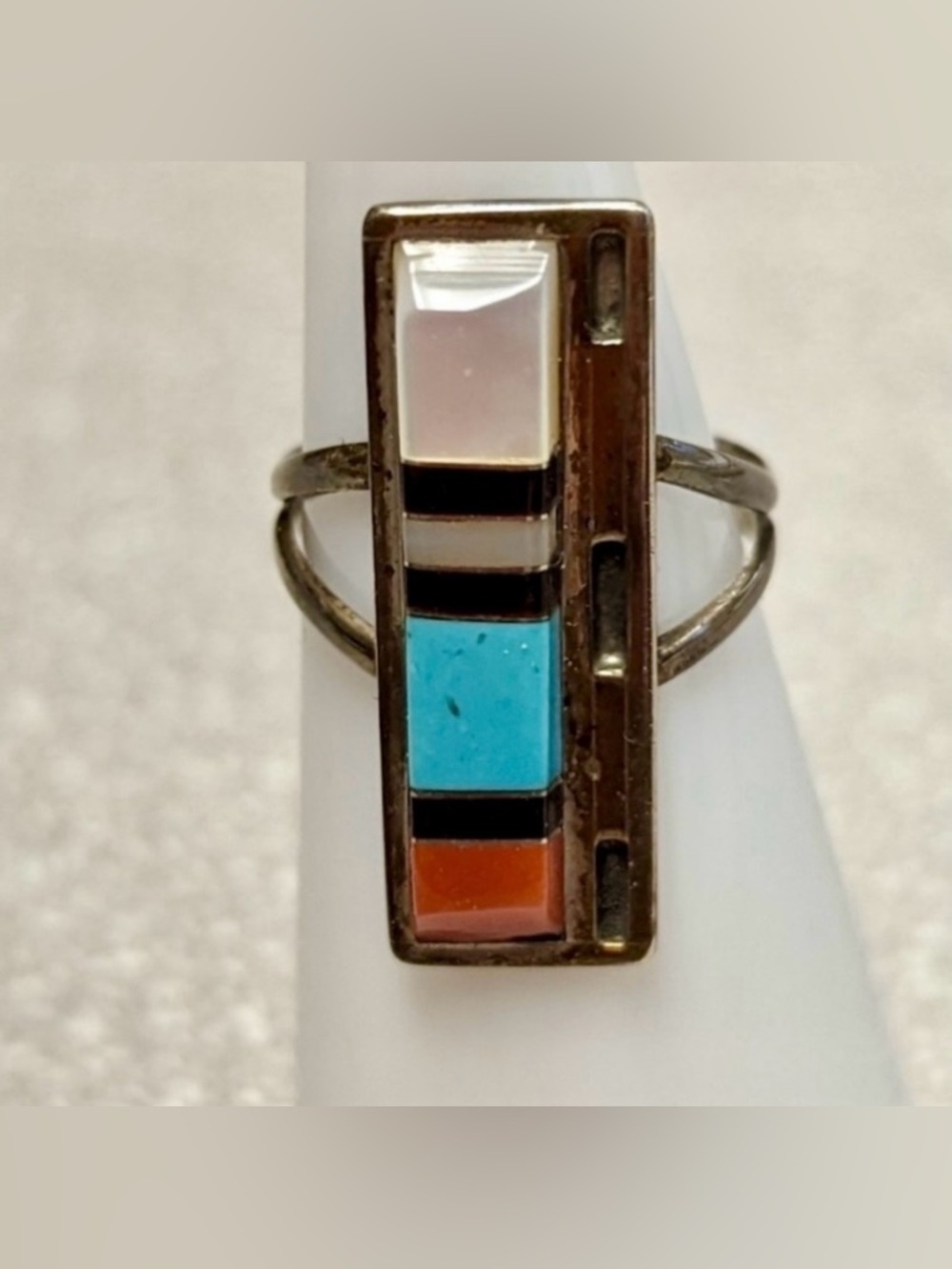 Native American Zuni Vintage Multistone MT Panteah Ring Size 5 1/4